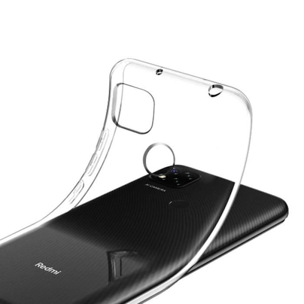 Til Xiaomi Redmi 9C- 9C NFC- Redmi 9 (Indien) 6,53": UltraSlankt silikonegeletui - TRANSPARENT + 2x hærdet glasfilm