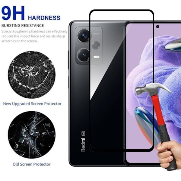 Helt härdat glas för Xiaomi Redmi Note 12 Pro+ 5G, paket med 3 svarta anti-skrapglasögon Transparent med svart kant