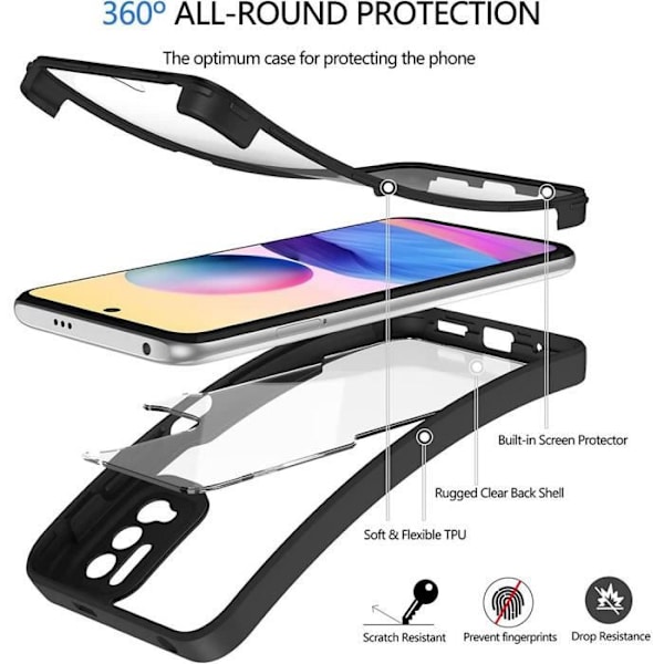 Coque - Redmi - Note 10S - Skydd 360 Grader - Anti-repa - Hård