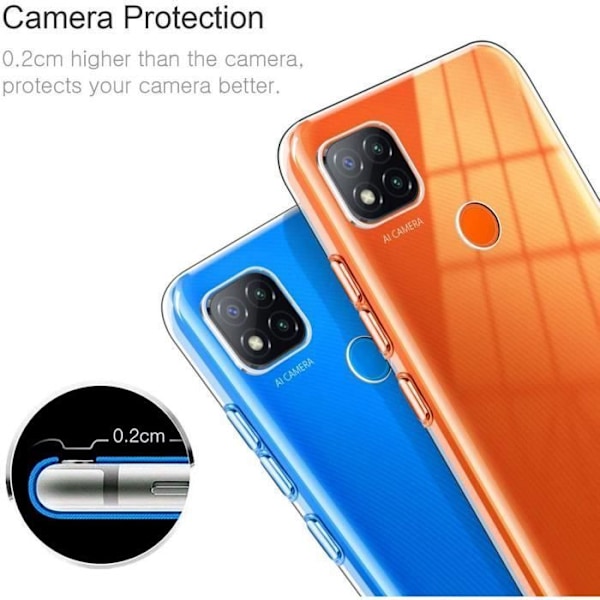 Skal för Redmi 9C - E.F.CONNECTION - Mjuk - Transparent - Förstärkt Skydd - Härdat Glas Transparent