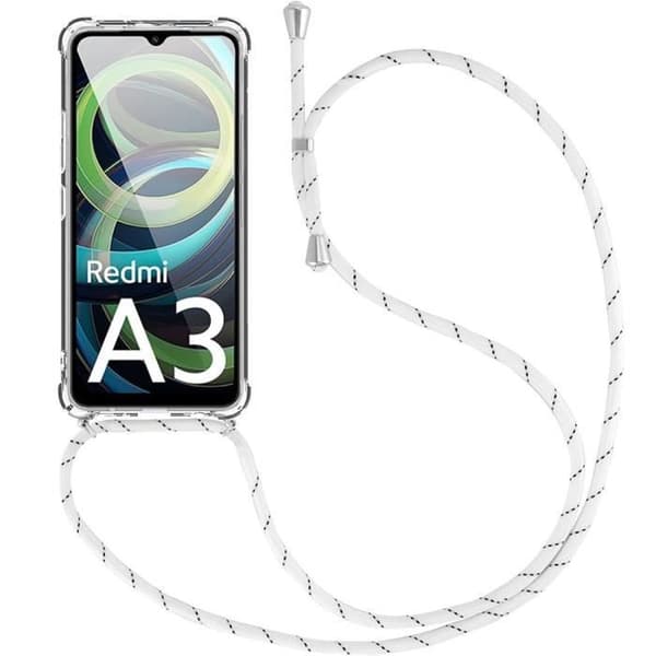 Coque - E.F.CONNECTION - För Xiaomi Redmi A3 - Stötsäker - Transparent Silikon - Justerbar Vit Snodd Transparent, vit
