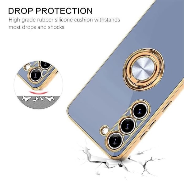 Cover til Xiaomi - Redmi A3 - Hybrid Silikone - Stødabsorberende Beskyttelse - 360° Rotérbart Stativ Blå