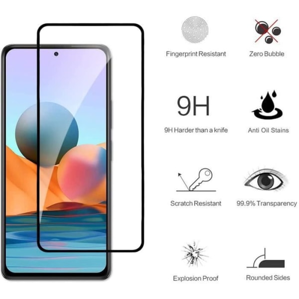 Pack- 4 härdat glas för Redmi Note 10 Pro 4G Anti Trace filmer med svart skärm Svart