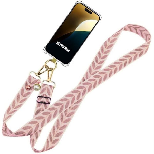 Cover til iPhone 16 Pro Max, Anti-ridsebeskyttelse Forstærkede hjørner med justerbar ledning