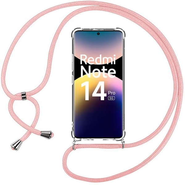Skal för Xiaomi Redmi Note 14 Pro 5G (inte för 4G), Skydd med Rosa Snodd - E.F.Connection® Transparent