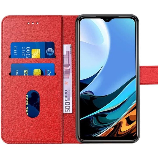 Fodral för Redmi 9T (6,53") Röd mjukt lädereffekt Anti-skrapa Anti-Shock 360 graders skydd Röd