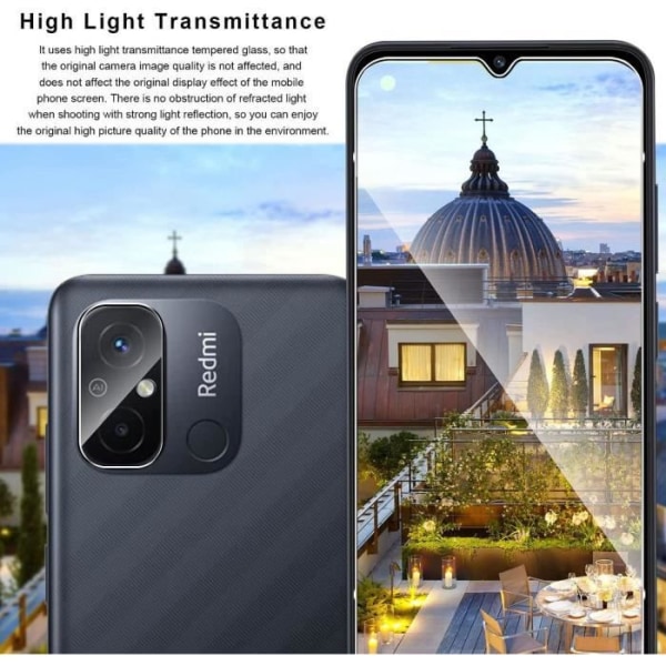 Set med 2 härdade glasögon och 2 bakre kameraskydd för Redmi 12C - E.F.CONNECTION Transparent