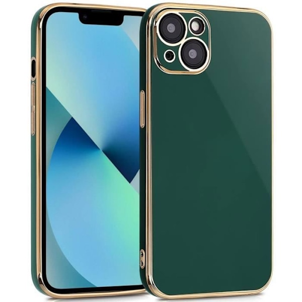 Skyddsfodral för iPhone 13 - E.F.CONNECTION - Midnattsgrön - Guldkant - Anti-Scratch TPU Midnattsgrönt