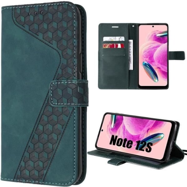 Coque - Xiaomi - Redmi Note 12S - Prægning Læder Effekt - Kortholder - Justerbar Støtte Grön