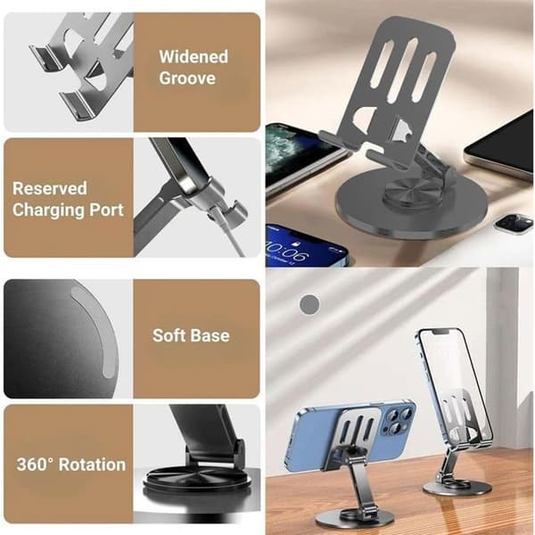 Stöd Pliable Rotatif - E.F.CONNECTION - Svart - Aluminium - Multi-Angle - Antislip
