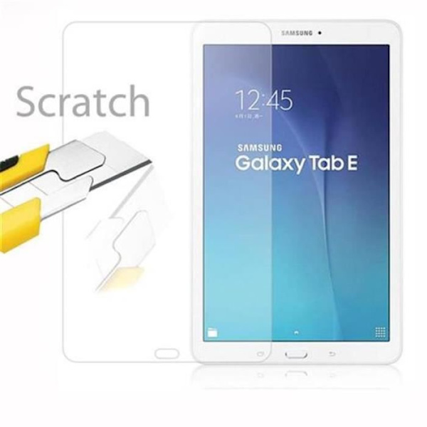 Cadorabo Skärmskydd för Samsung Galaxy TAB E (9,7 tum) 0,3 mm rundade hörn HÖG TRANSPARENS Härdat glas