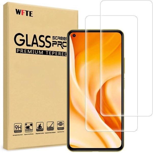[2-pack] Härdat glas för Xiaomi Mi 11 Lite 4G-5G, 0,26 mm skärmskydd med 99 % hög transparens, anti-fingeravtryck