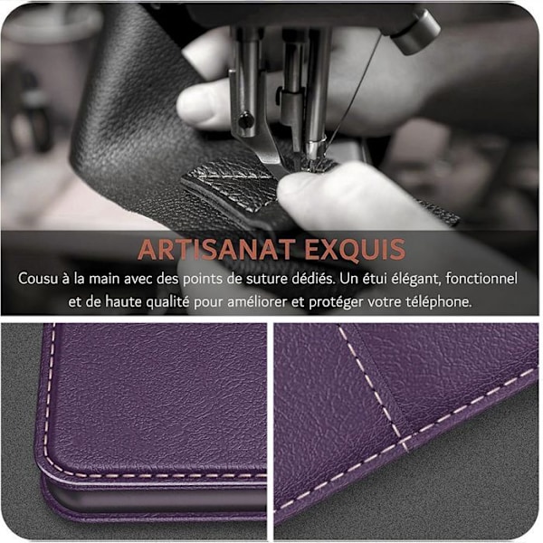 Coque + 2 Varmet Glas til Xiaomi Redmi Note 14 4G (ikke til 5G) Flip Case Stødabsorberende Syntetisk Læder - Mørk Lilla Mörklila
