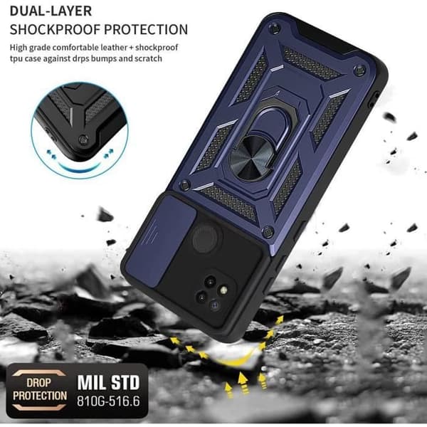 Coque Silicone - E.F.CONNECTION - För Xiaomi Redmi 9C - Hård - Repellerande - Marinblå militärstil marinblå