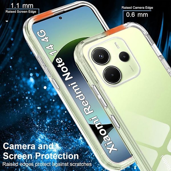 Coque til Xiaomi Redmi Note 14 4G (ikke til 5G) Fuld beskyttelse Stødabsorberende Silikone PC Transparent Transparent