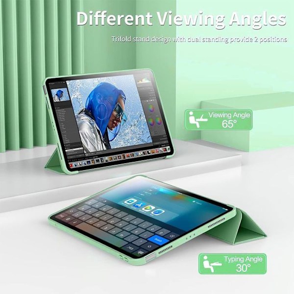 Coque för iPad Air 11" - E.F.CONNECTION - Stötabsorberande - Grön - Fällbart Stöd Grön