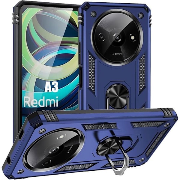 Fodral för Xiaomi Redmi A3 - Hårdd Skydd med Stötresistent Ring - Marinblå marinblå