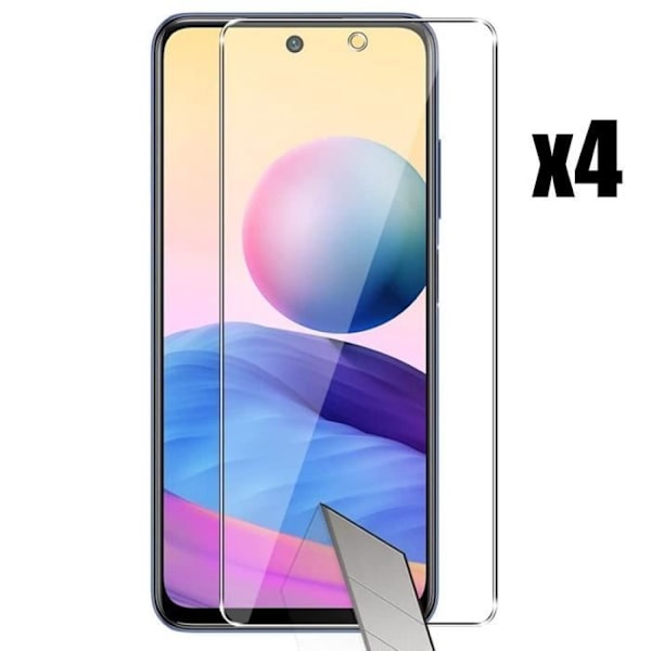 Skyddsglas - E.F.CONNECTION - för Redmi Note 10 5G - Paket med 4 - Härdat glas - Repbeständigt Transparent