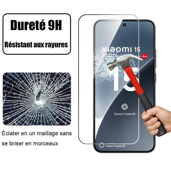 Skyddsglas för Xiaomi 15 - Pack med 3 Härdat Glas - Stötsäkra - Repfria - Transparenta Transparent