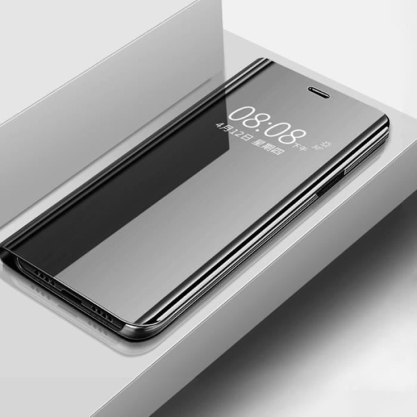 Xiaomi Redmi Note 9 Fodral, Stötsäkert Slim Folio Mirror Fodral med robust skyddsstativ för Xiaomi Redmi Note 9, Svart