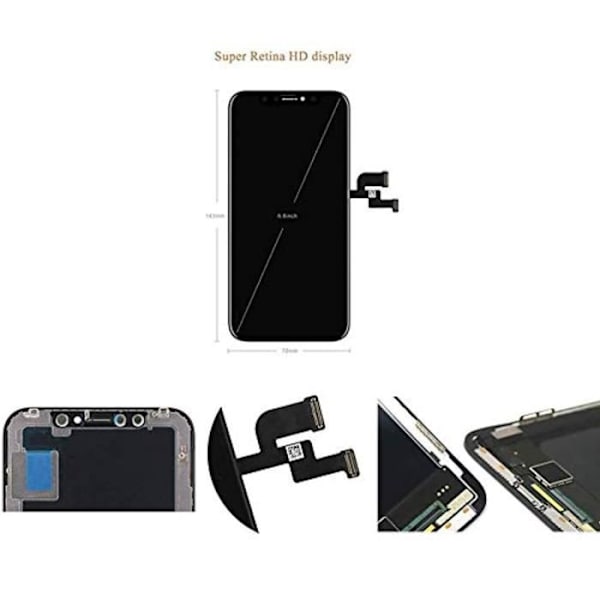 OLED Touch Screen til iPhone XS Max erstatningsglas 3D Touch Screen Display med komplet reparationsværktøjssæt (6.5