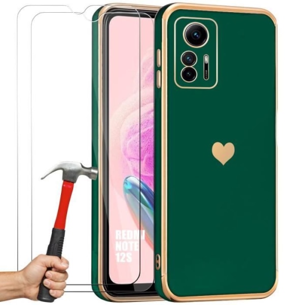Coque - Xiaomi - Redmi Note 12S - Grøn Nat - Stødabsorberende - Kærlighedsmotiv Nattgrönt