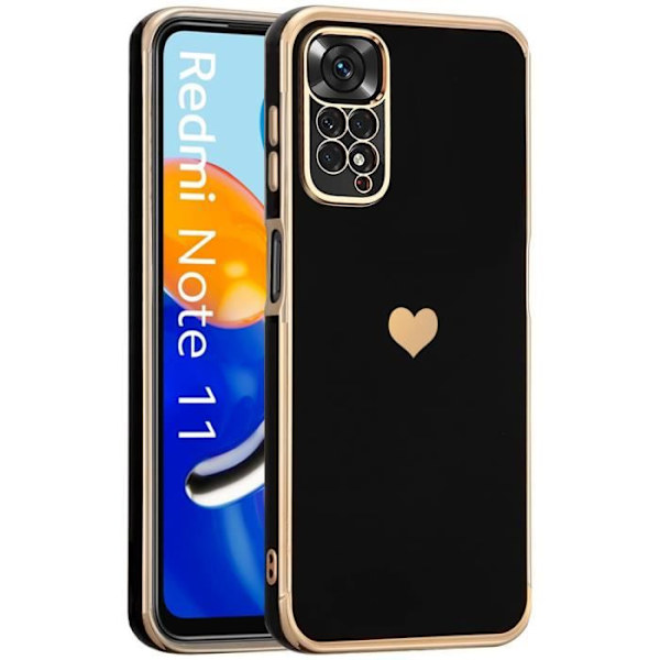 Etui til Xiaomi Redmi Note 11 - Note 11S hjertemønster Stødsikker anti-ridse blød - sort