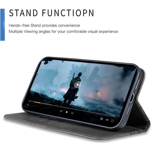 Skyddsfodral för iPhone 17 Pro Max, Anti-rep Protection Effek Läder Blå Marin + 2 Härdade Glas Svart