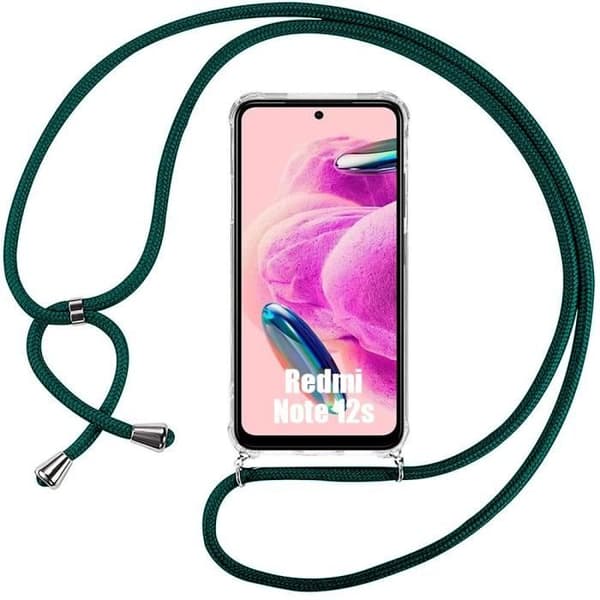 Coque Cordon - Xiaomi - Redmi Note 12S - Stöttålig - Genomskinlig - Mörkgrön Midnattsgrönt