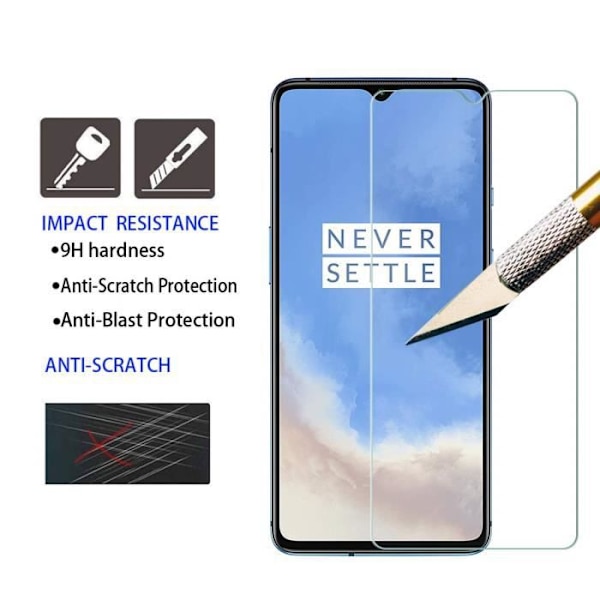 Skärmskydd i glas - OnePlus - 7T - Sprängsäkert härdat glas - Set om 3 - Reptålig
