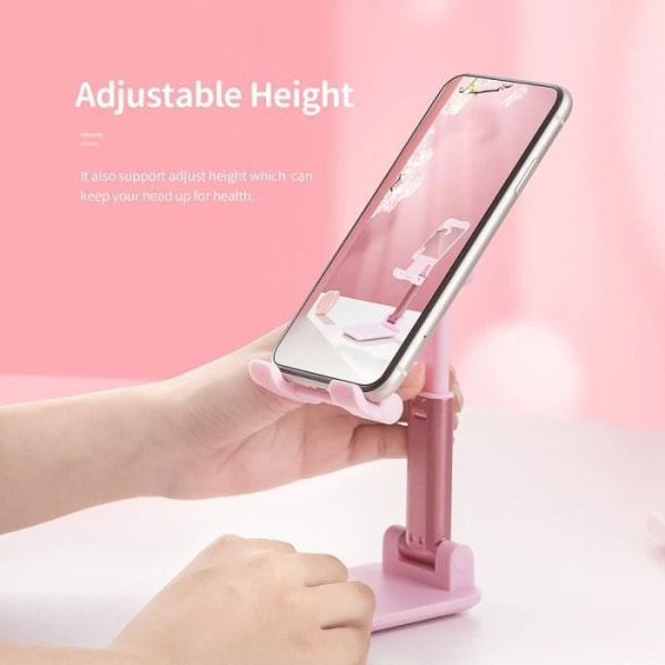 Mobiltelefon Holder Justering Desktop Dock Dock til Samsung iPhone Huawei Redmi - Pink Rosa