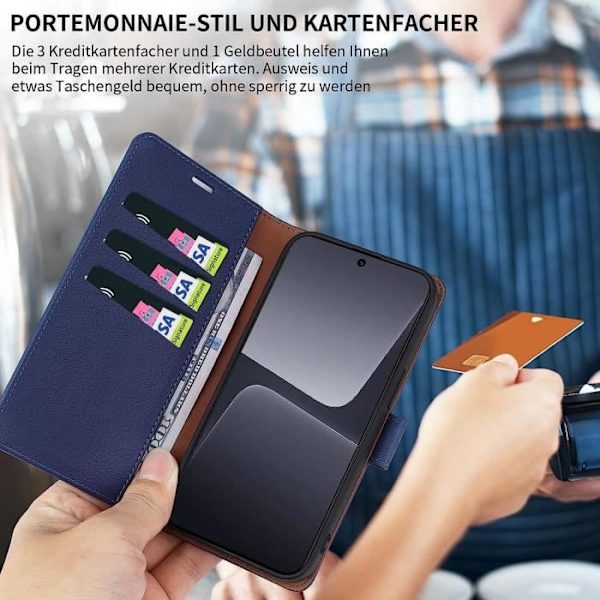 Fodral till Xiaomi 13 Pro Soft Wallet Stötsäker korthållare skydd PU-läder - Marinblå marinblå