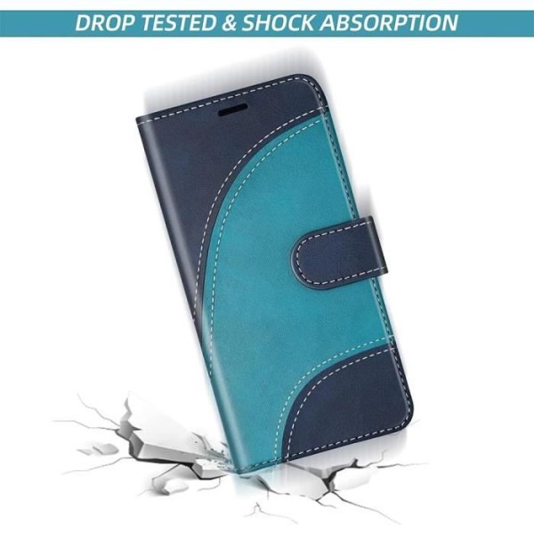 Coque - Xiaomi - Redmi 13C - Stødabsorberende - PU Læder - Kortlomme - Indbygget Støtte Marinblå, ljusblå