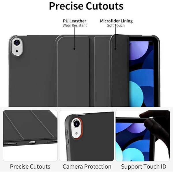 Coque til iPad Air 13 Tommer (2024/2025) / iPad Pro 12,9" (2018/2020/2021/2022) Stødabsorberende Beskyttelse med Automatisk Søvn/Vække - Sort Svart