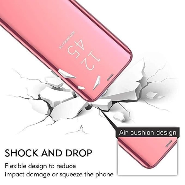 Huawei P30 Lite Fodral, Ultratunn Spegel Stötsäker med Flip Stand Protection för Huawei P30 Lite -Rose Gold