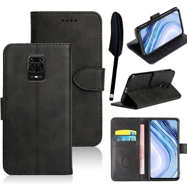 Fodral - Xiaomi - Redmi Note 9S/ Note 9 Pro - PU-läder - Svart - Integrerat stöd Svart