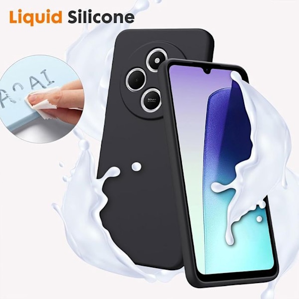 Coque för Xiaomi Redmi 14C - Svart Silikon Skydd + 2 Härdade Glas - E.F.Connection® Svart