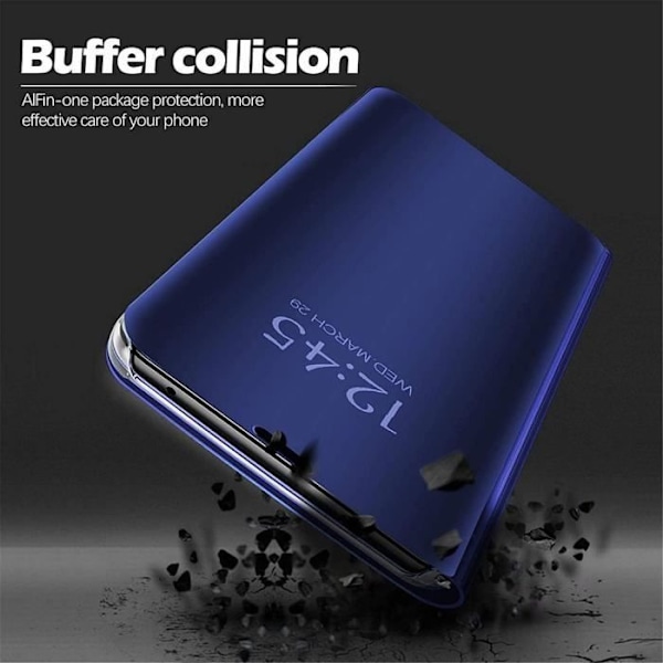 Beskyttelsescover til iPhone 12 Pro Max - E.F.CONNECTION - Spejleffekt foran - Stiv - Blå Blå