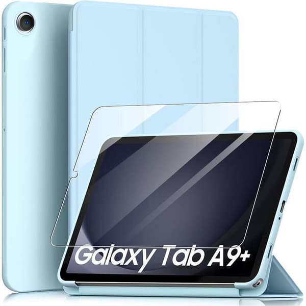 Coque + Härdat Glas - E.F.Connection - för Samsung Galaxy Tab A9+ - Stöttålig Slim - Blå Blå