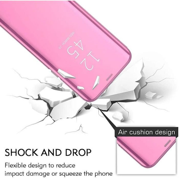Xiaomi Redmi Note 9-fodral, spegel Clear View Smart Ultra-Tunnt skydd, 360° skyddande metallplätering Stötsäker Anti-Scratch ANQ
