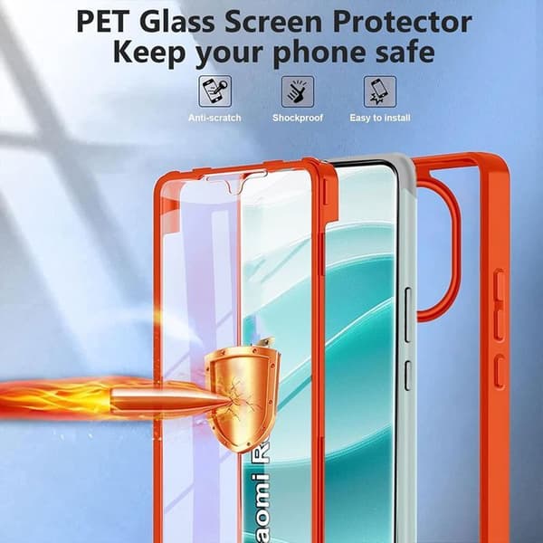 Fodral för Xiaomi Redmi Note 15 Pro Plus 5G - 360 Skydd Förstärkt Silikon+PC - Röd Röd