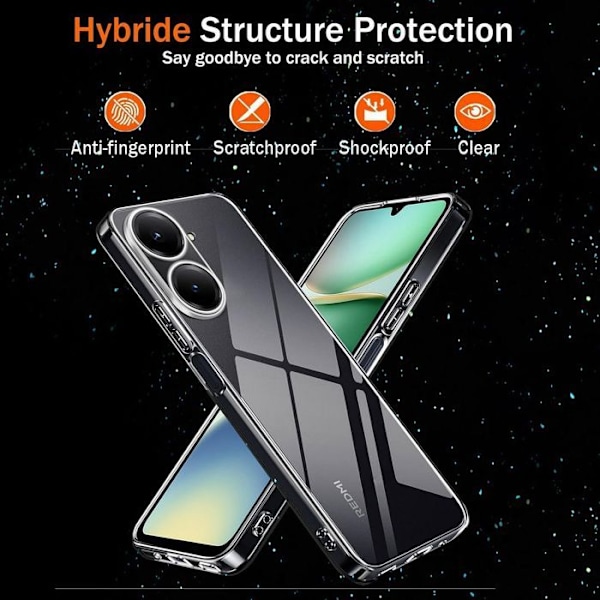 Coque för Xiaomi Redmi A5 4G, Förstärkt Stötabsorberande Silikon Skydd Transparent Repåterande Transparent