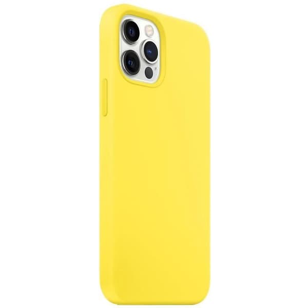 Silicone-fodral - E.F.CONNECTION - för iPhone 12 Pro Max - Gul - Stötsäker - Härdat glas Gul