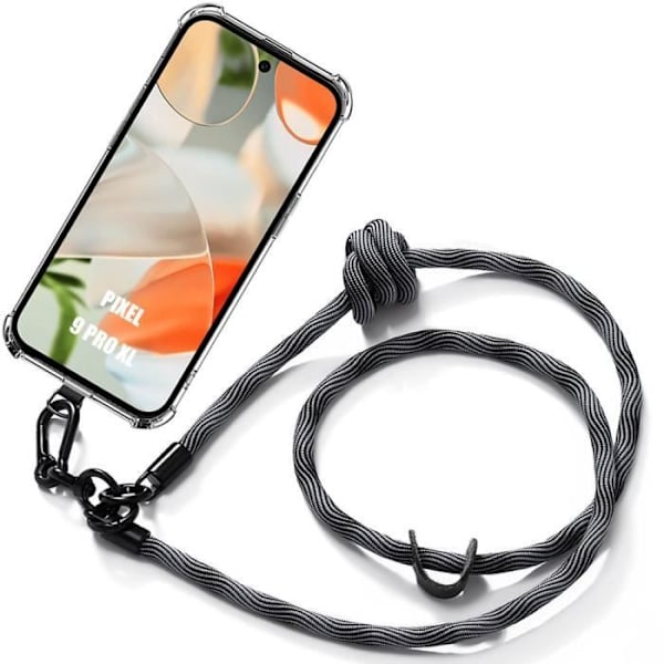 Coque Bandoulière - Google - Pixel 9 Pro XL - Fleksibel - Silikone - Grå Grå