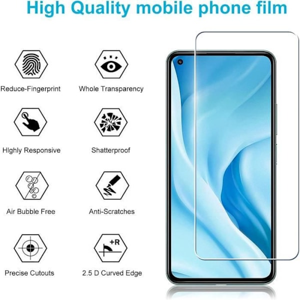 Härdat glas för Xiaomi Mi 11 Lite Enkel installation Anti-scratch Pack om 2 Transparent