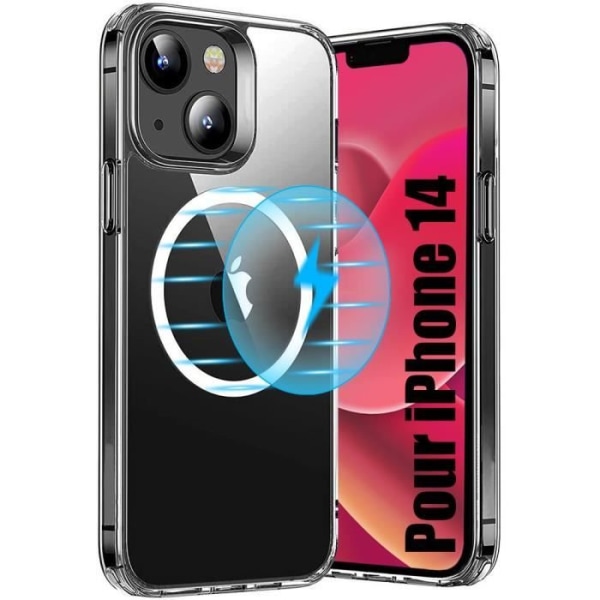 Cover til iPhone 14 med Magnetic Circle Shockproof Protection Transparent Transparent