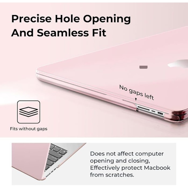 Coque kompatibel med MacBook Air 13,6 tommer M2 M3 M4 A2681 A3113 A3240, 2022 2024 2025 udgave med Touch ID, beskyttelsesskal Färg: Kristallrosa