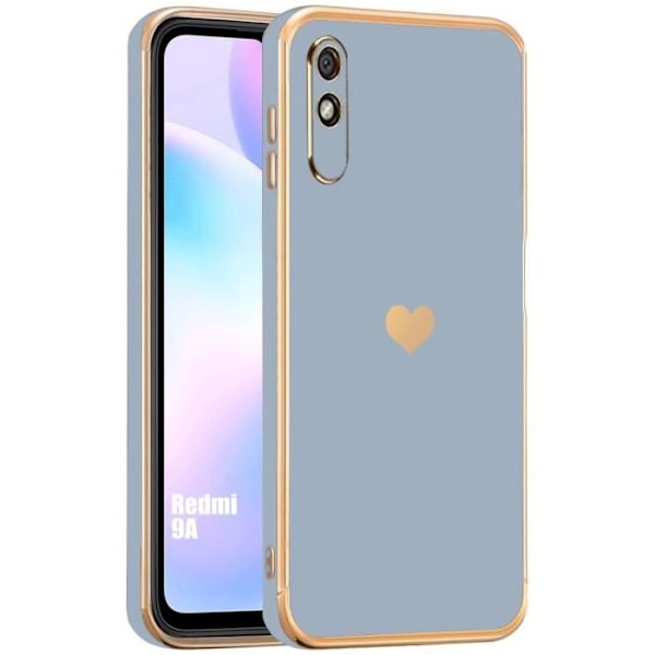 Coque - Xiaomi - Redmi 9A - Stødabsorberende Beskyttelse - Flydende Silikone - Kærlighed Hjerte Motif Blå