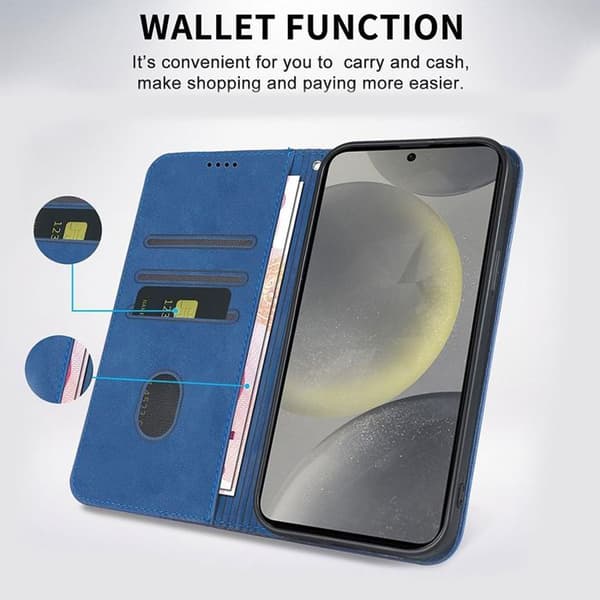 Coque för iPhone 17 Pro Max, Skydd Flip Case i Syntetiskt Läder Mosaik Relief Mörkblå marinblå