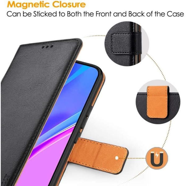 Xiaomi Redmi 9-fodral, skyddande plånboksfodral i PU-läder, kortplatser med stativfunktion och flik